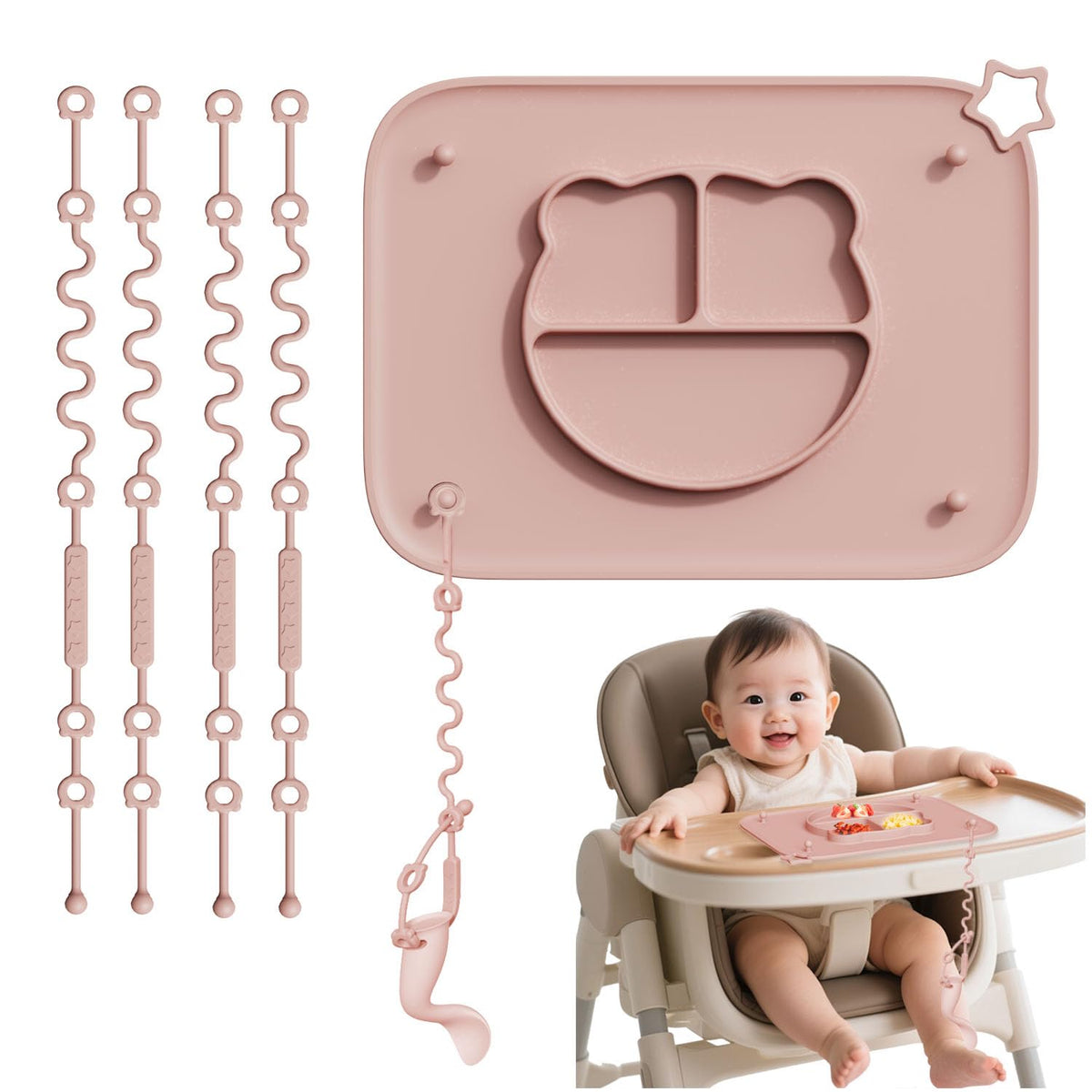 Cathill silicone mat baby placemat with suction base keeps meals mess-free