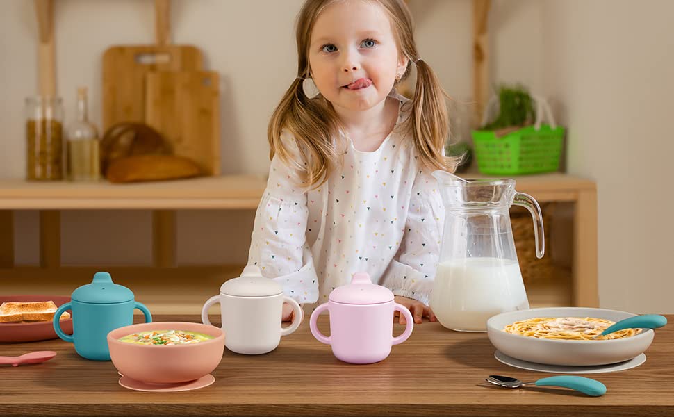 Catii sippy cups come in four colors, pink among options.