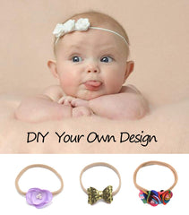 catin nylon headband stretched to fit growing child for versatile wear.