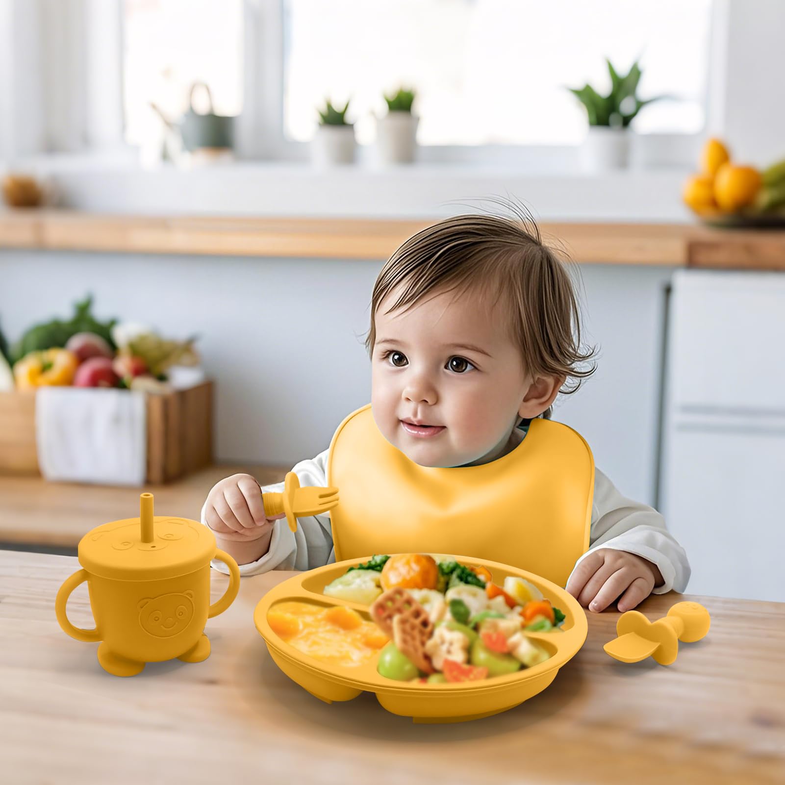Catvegue baby feeding set dishwasher-safe for quick cleanup