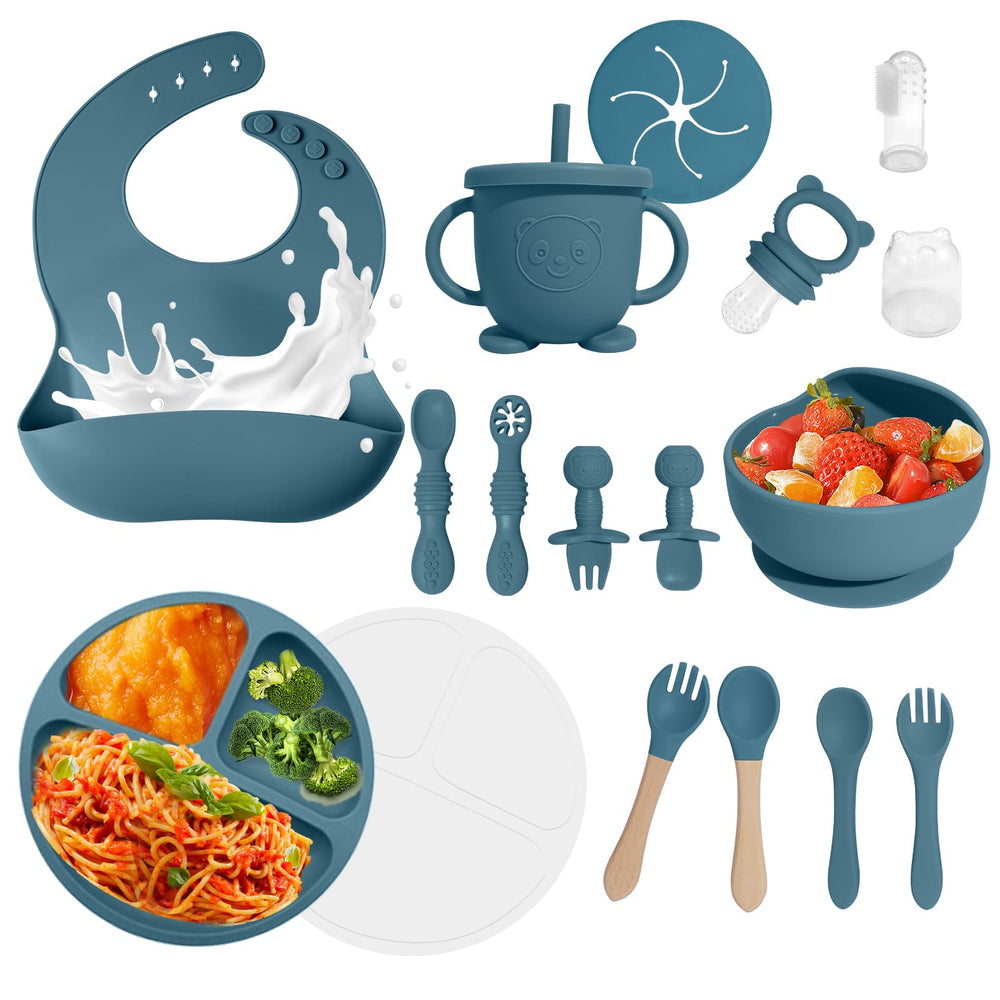 Catvegue baby-led weaning set blue complete feeding bundle for mess-free meals.