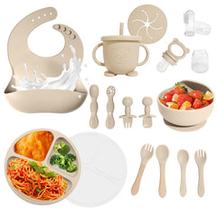 Catvegue baby-led weaning set suction plate on table for mess control