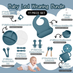 Catvegue silicone bib blue catches spills during self-feeding.