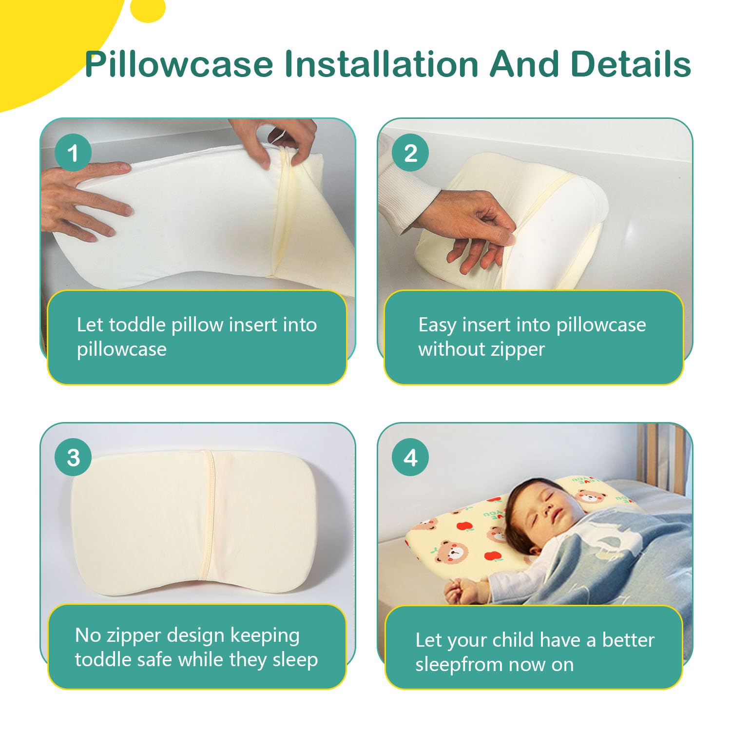 Caudeer Soft Toddler Pillow suits ages 1-2 for small-head support.