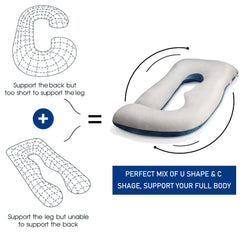 CAUZYART full-body maternity pillow offers belly support during sleep.