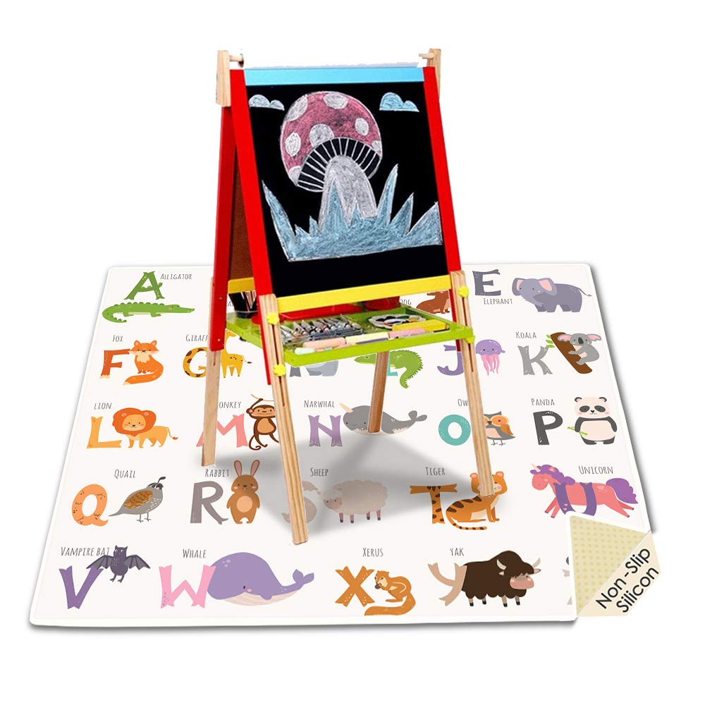 CAVWVTYU floor-protection mat helps keep wood or carpet safe from spills.