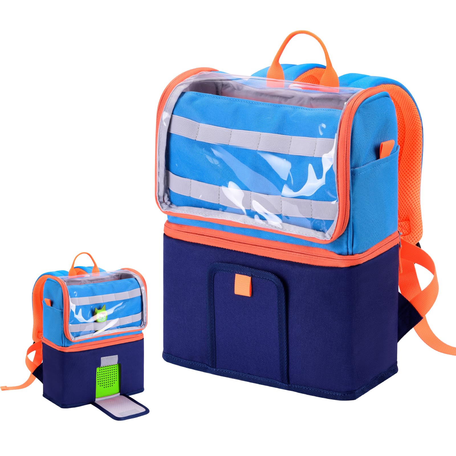 Cayeelu Toniebox 2 storage backpack overview highlighting organized compartments for toys and accessories