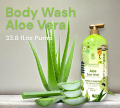 CB Complexion Boutik aloe body wash shows soothing aloe for revitalizing shower