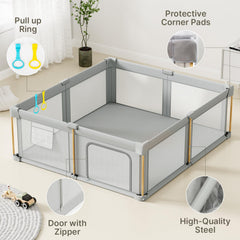 Cbcvvaer 360° mesh view of the playpen for clear visibility and airflow.