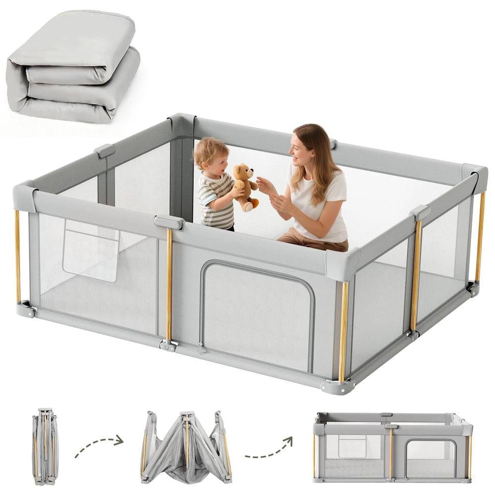Cbcvvaer foldable baby playpen mat with soft padding for safe, cozy playtime.