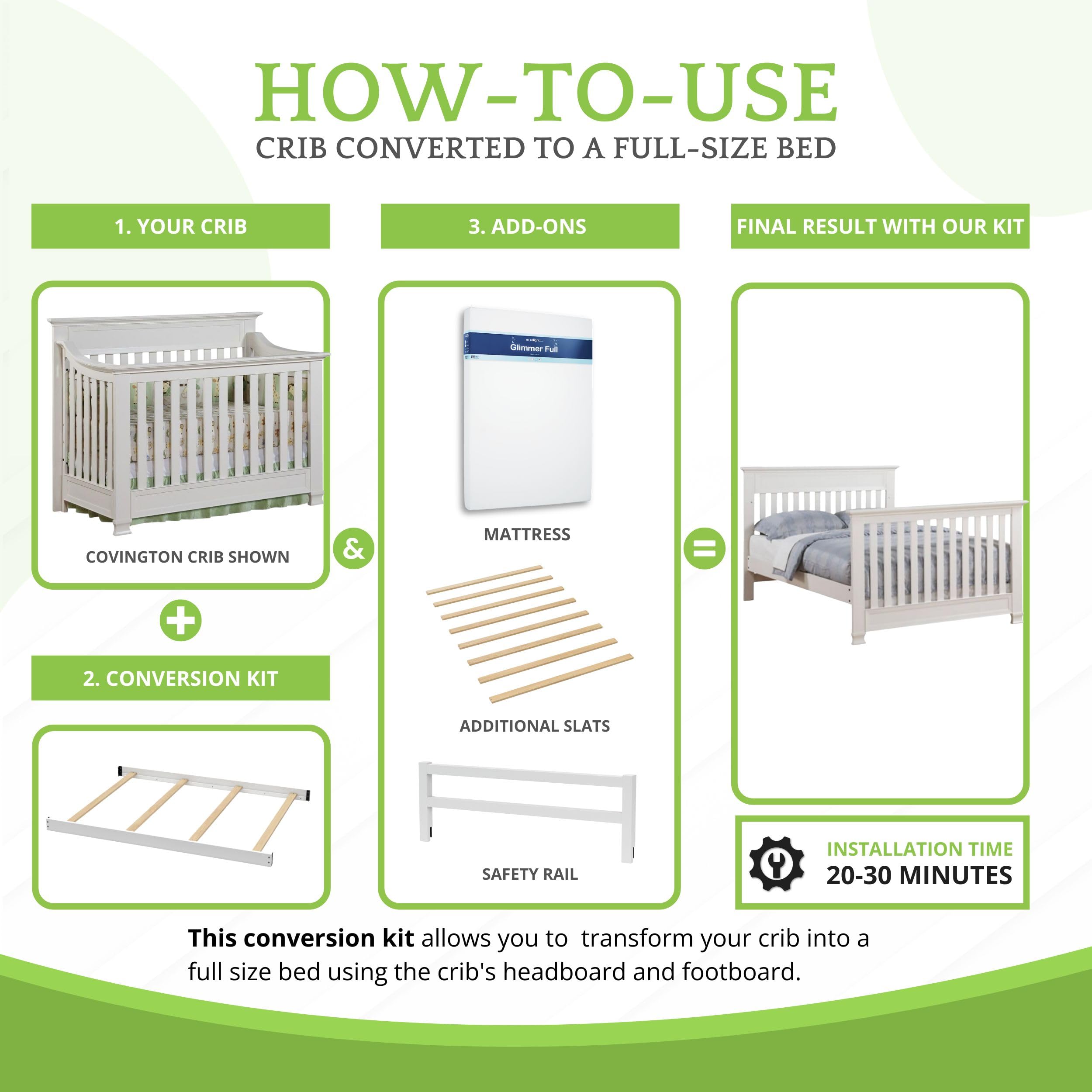 CC KITS full-size conversion kit bed rails durable solid wood construction assurance.