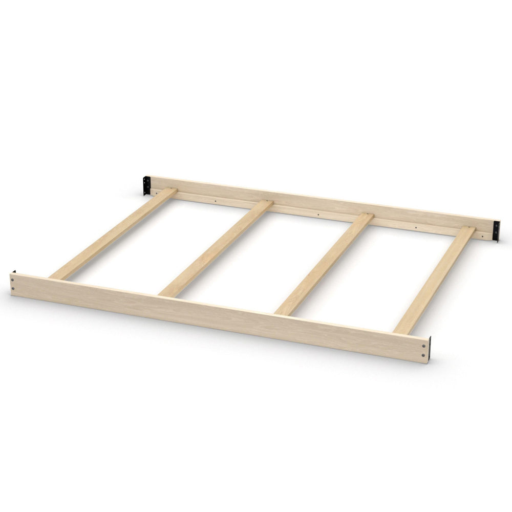 CC KITS full-size conversion kit bed rails sandstone assembly shows sturdy solid wood construction for lasting use.