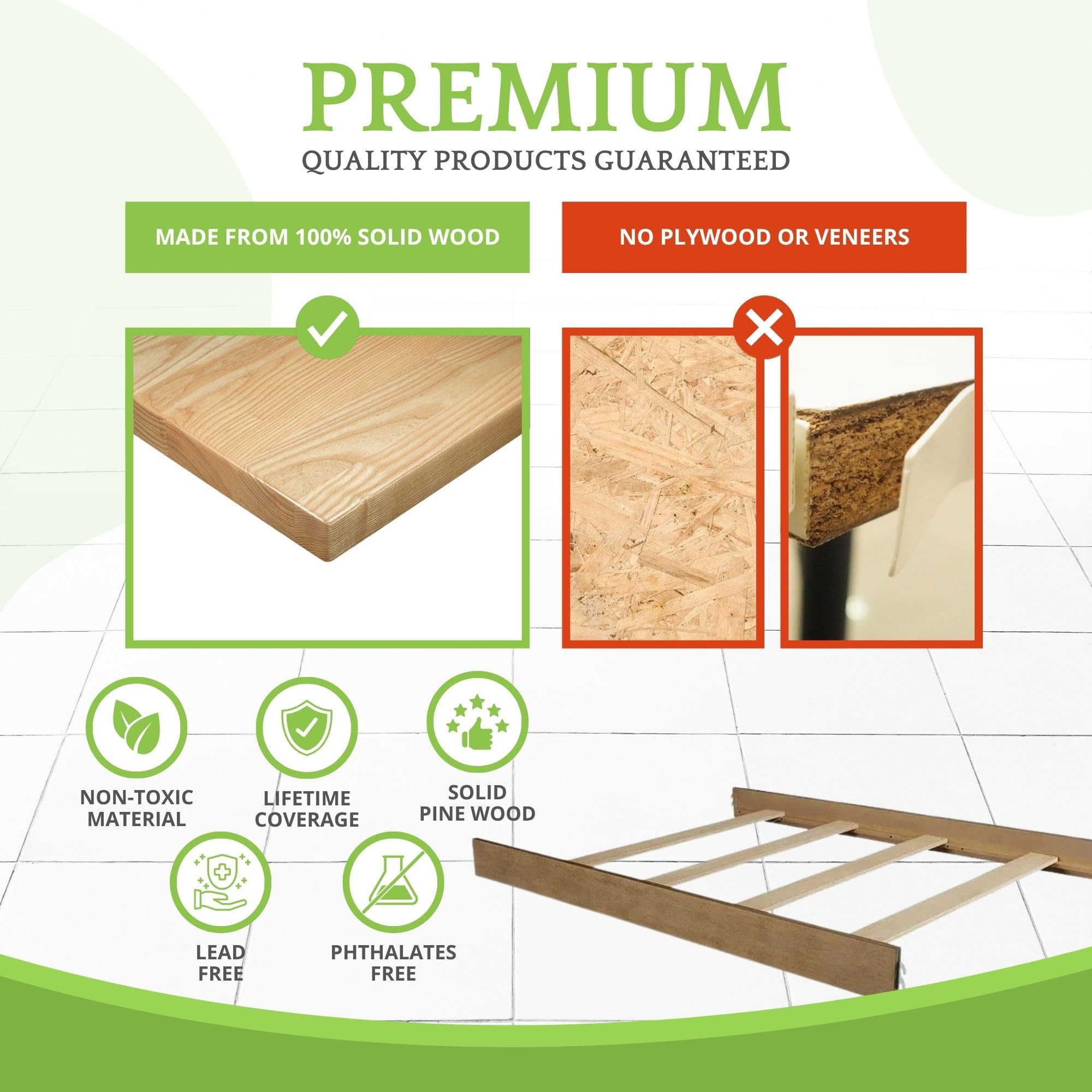 CC KITS sandwash finish on rails with non-toxic, lead-free coating