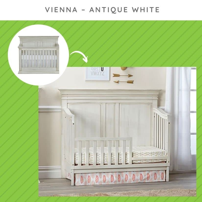 CC KITS Toddler Bed Rail in antique white provides safe independent climbs.