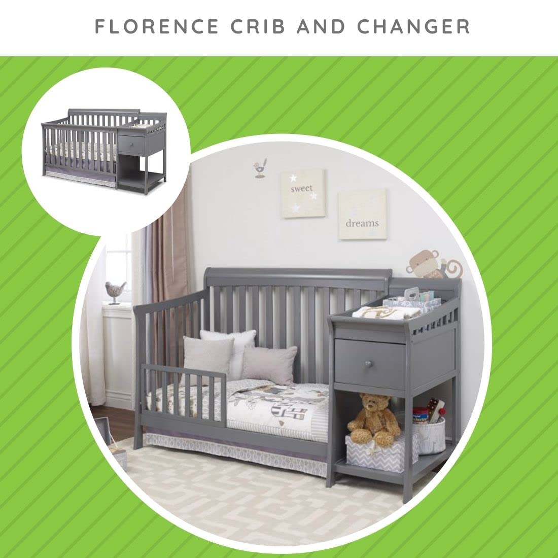 CC KITS Toddler Bed Rail gray close-up reveals solid wood construction and durability.