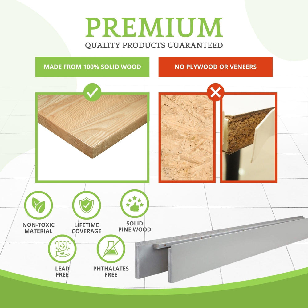 CC KITS water-based non-toxic finish keeps Moon Grey rails safe.