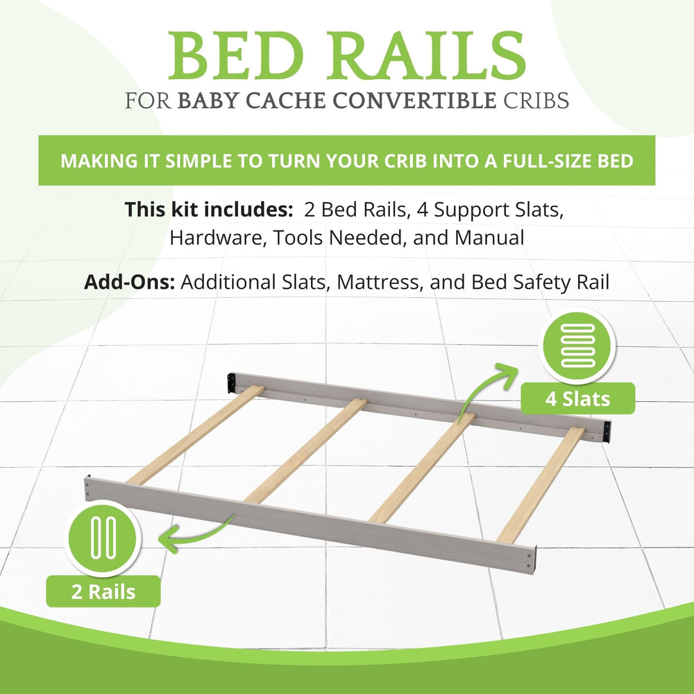 CC KITS ash gray bed rails side view showing solid wood strength