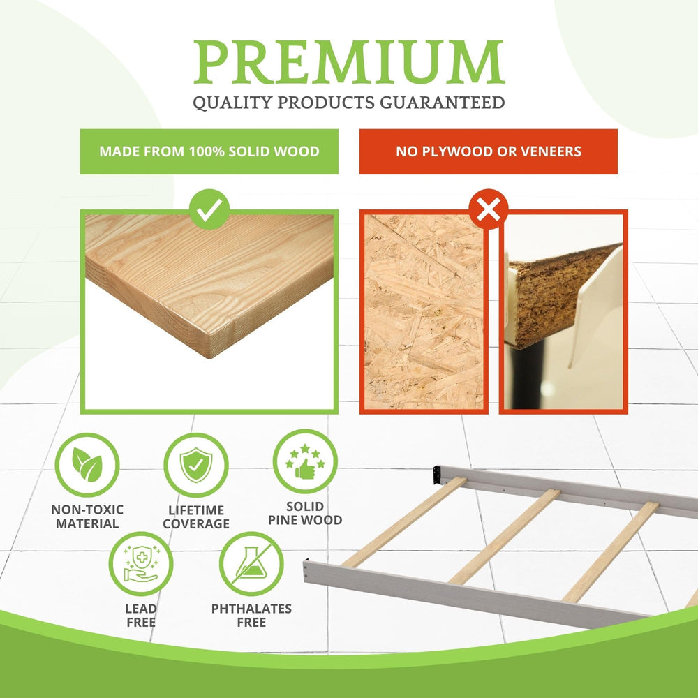 CC KITS solid wood rails close-up highlights natural ash-gray finish