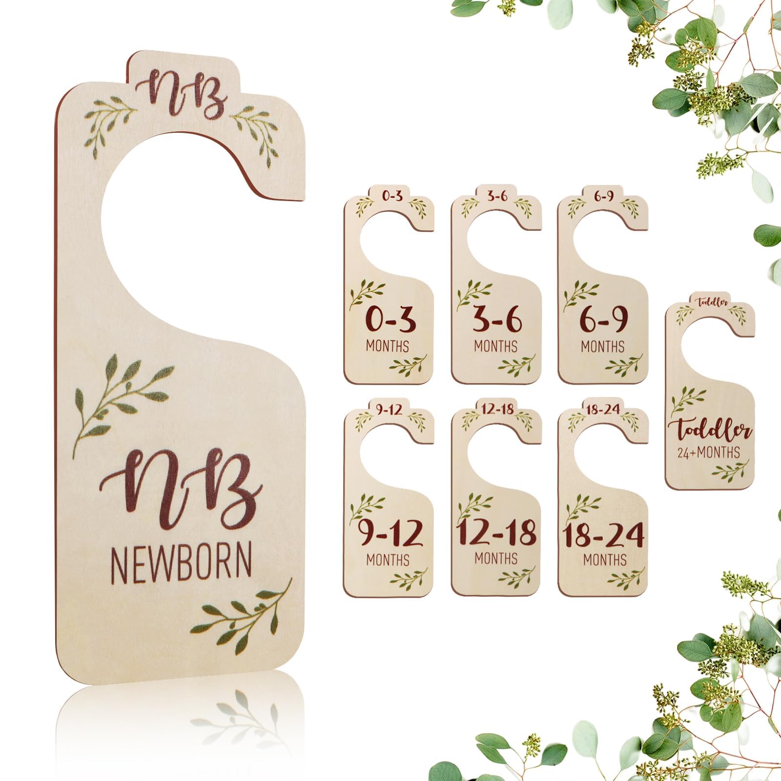 CCYLTL baby closet dividers wooden double-sided design for newborn to toddler outfits, organized at a glance.
