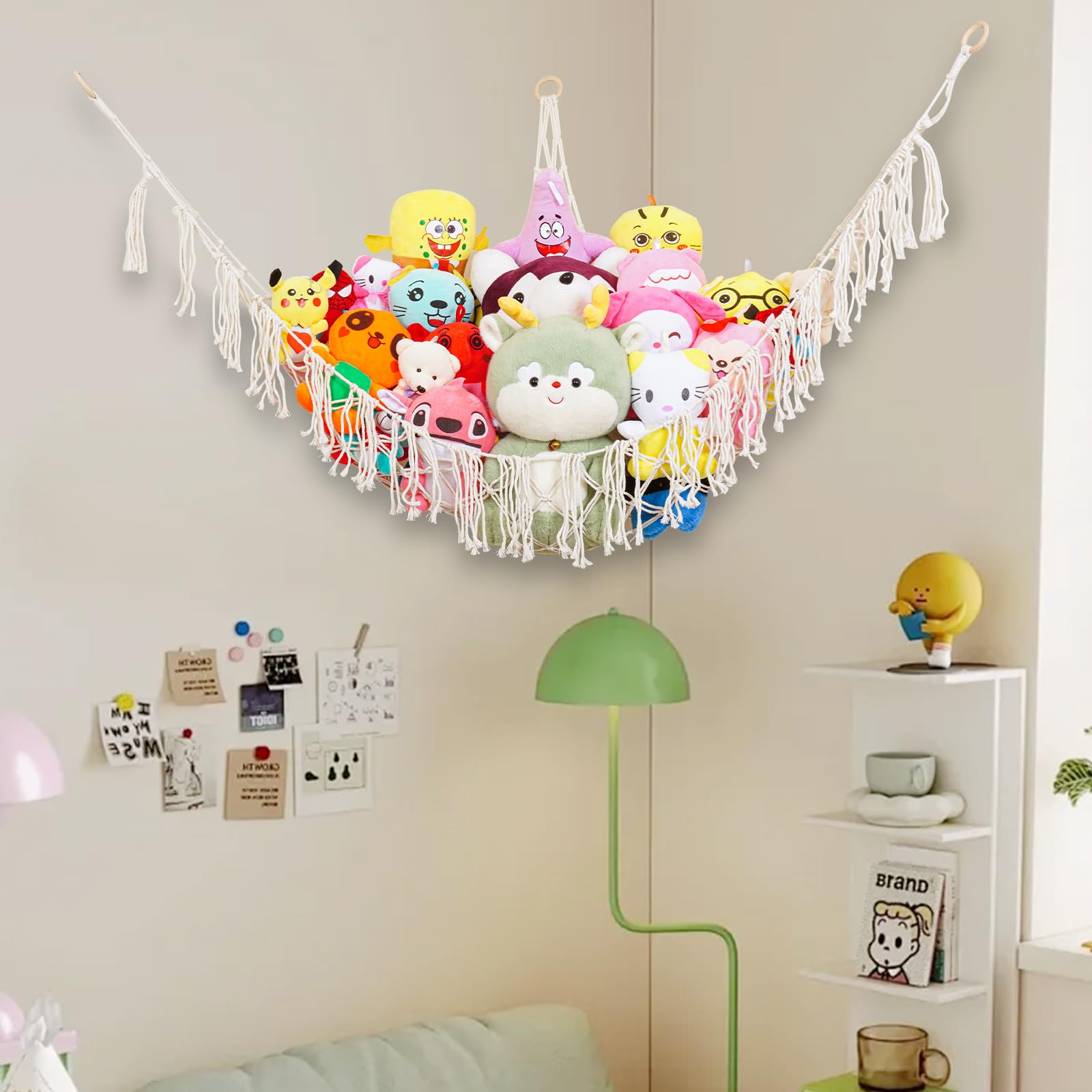 CCYLTL boho-style-room-decor elevates kids space while organizing plush toys
