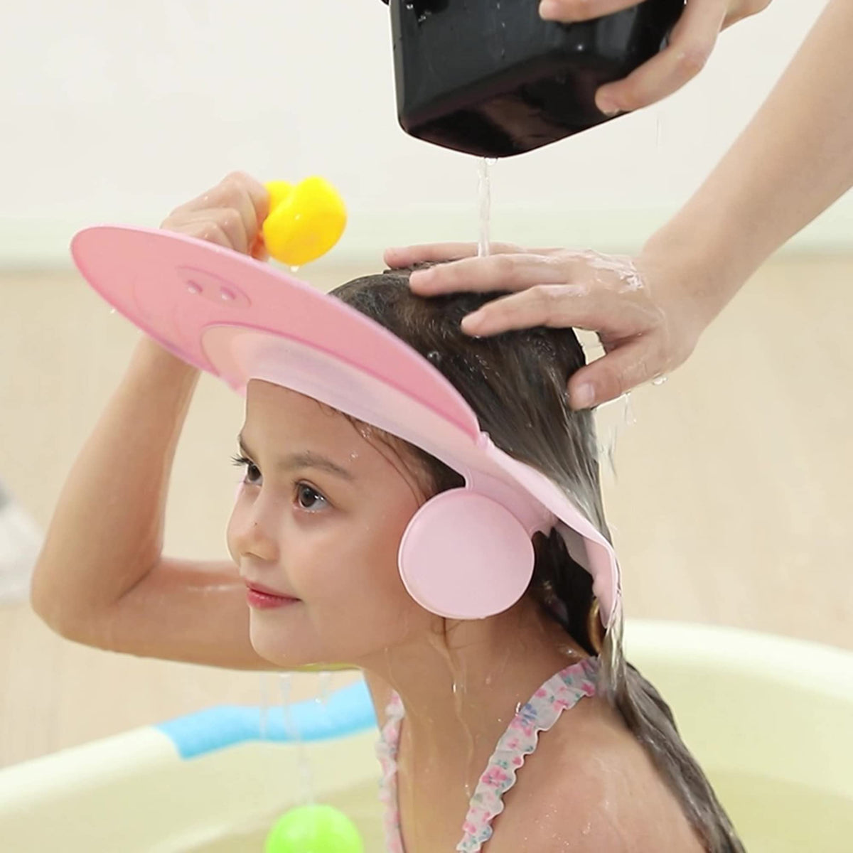CCYMLOA baby shower cap pink design shields eyes during bath time