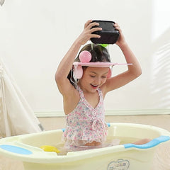 CCYMLOA shower cap visor adjustable strap keeps it secure during shampooing