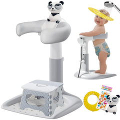 CDSDAS baby shower stand folded-seat shows compact storage for small bathrooms