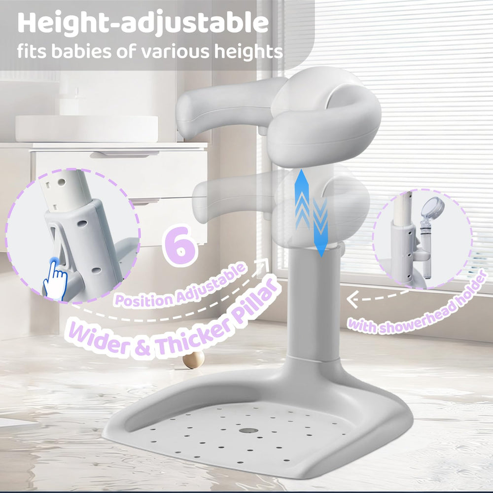 CDSDAS baby shower stand height-adjustment demonstrates versatile fit for growing babies