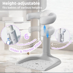 CDSDAS baby shower stand height-adjustment demonstrates versatile fit for growing babies
