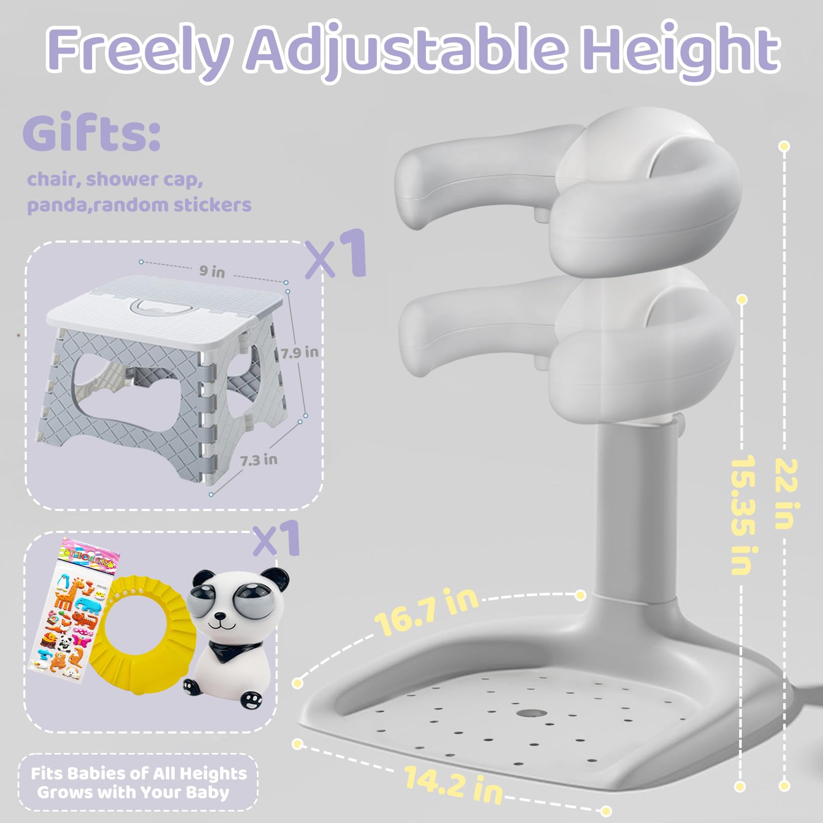 CDSDAS baby shower stand sitting-mode offers comfortable seated bathing for infants