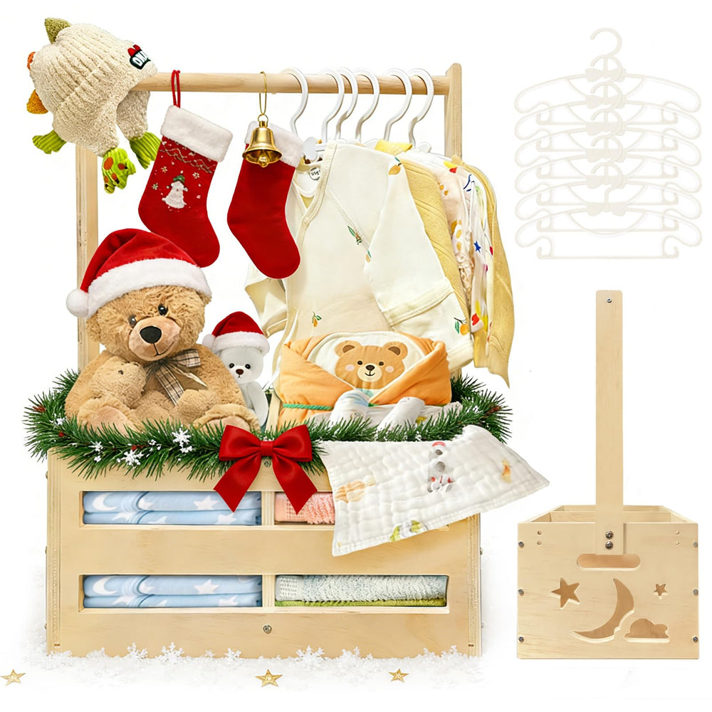CDSDAS wooden baby shower crate closet shows natural wood finish for elegant nursery storage.