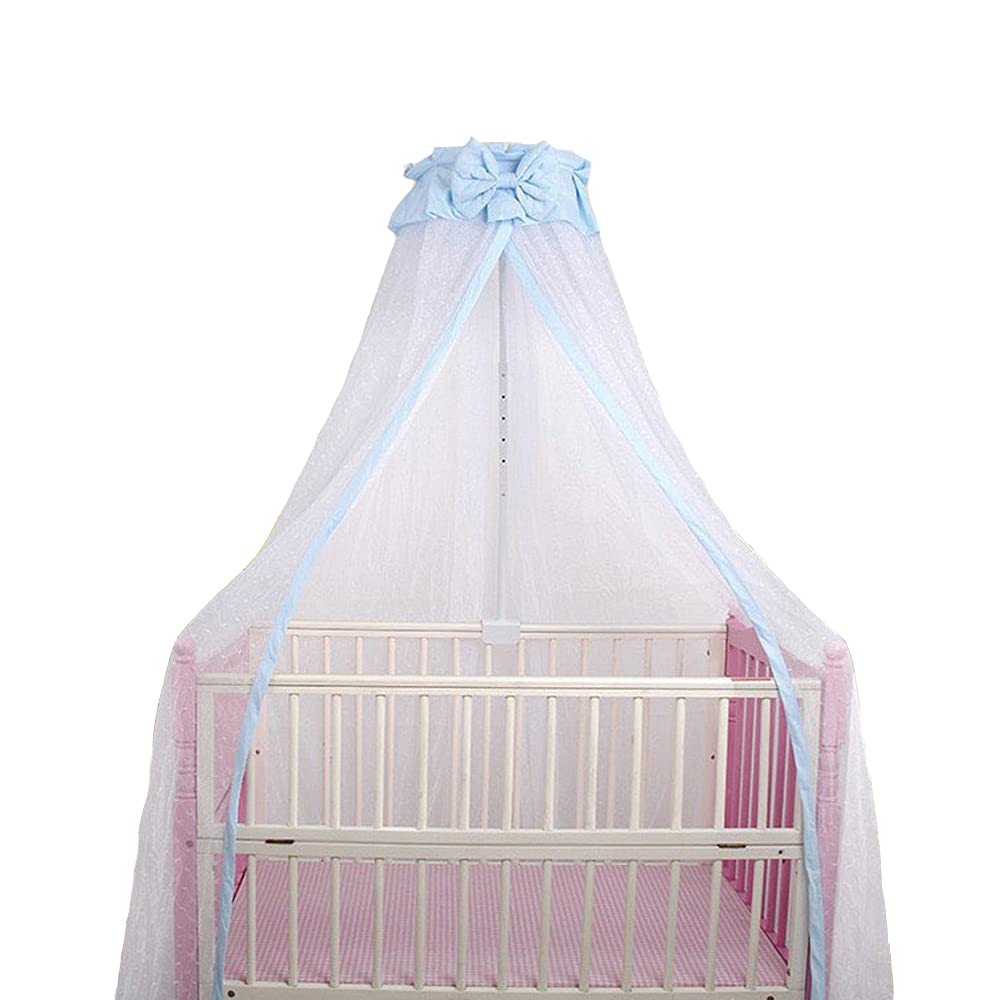 CdyBox crib net blue mesh closeup shows breathable fabric and fine holes.