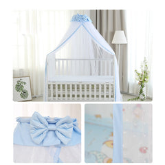 CdyBox crib net blue stand assembly demonstrates easy crib setup.