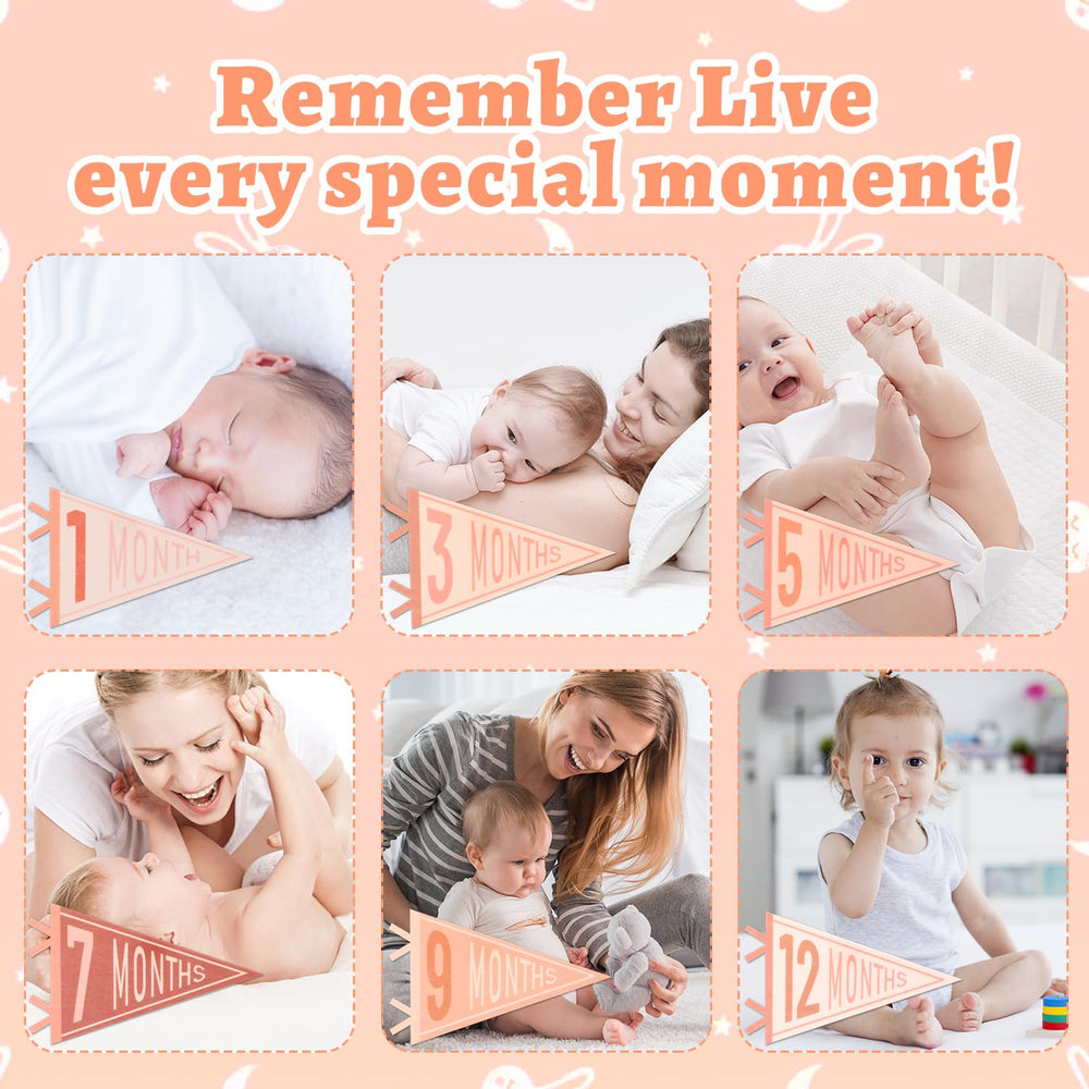 Cecliy bright-colors pennants with kaleidoscope patterns for captivating baby milestones.