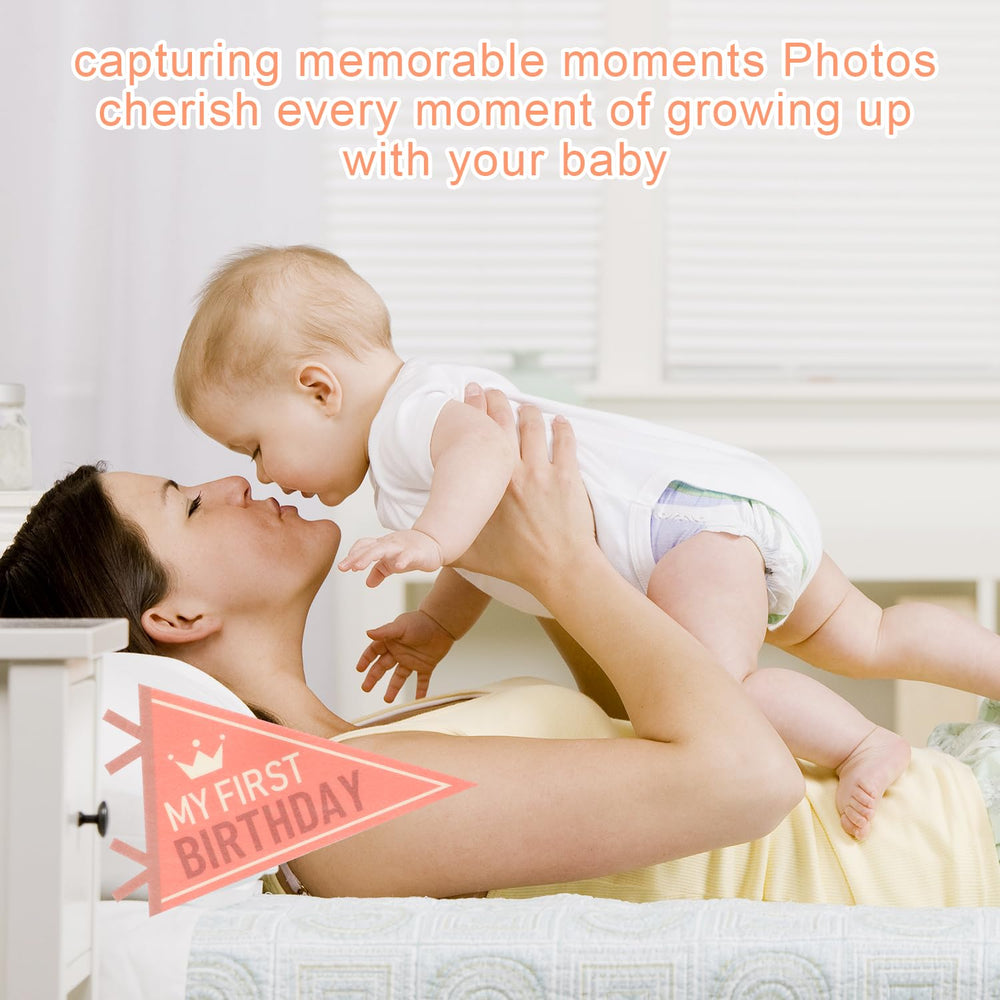 Cecliy soft felt texture pennants feel gentle against baby's skin during shoots.