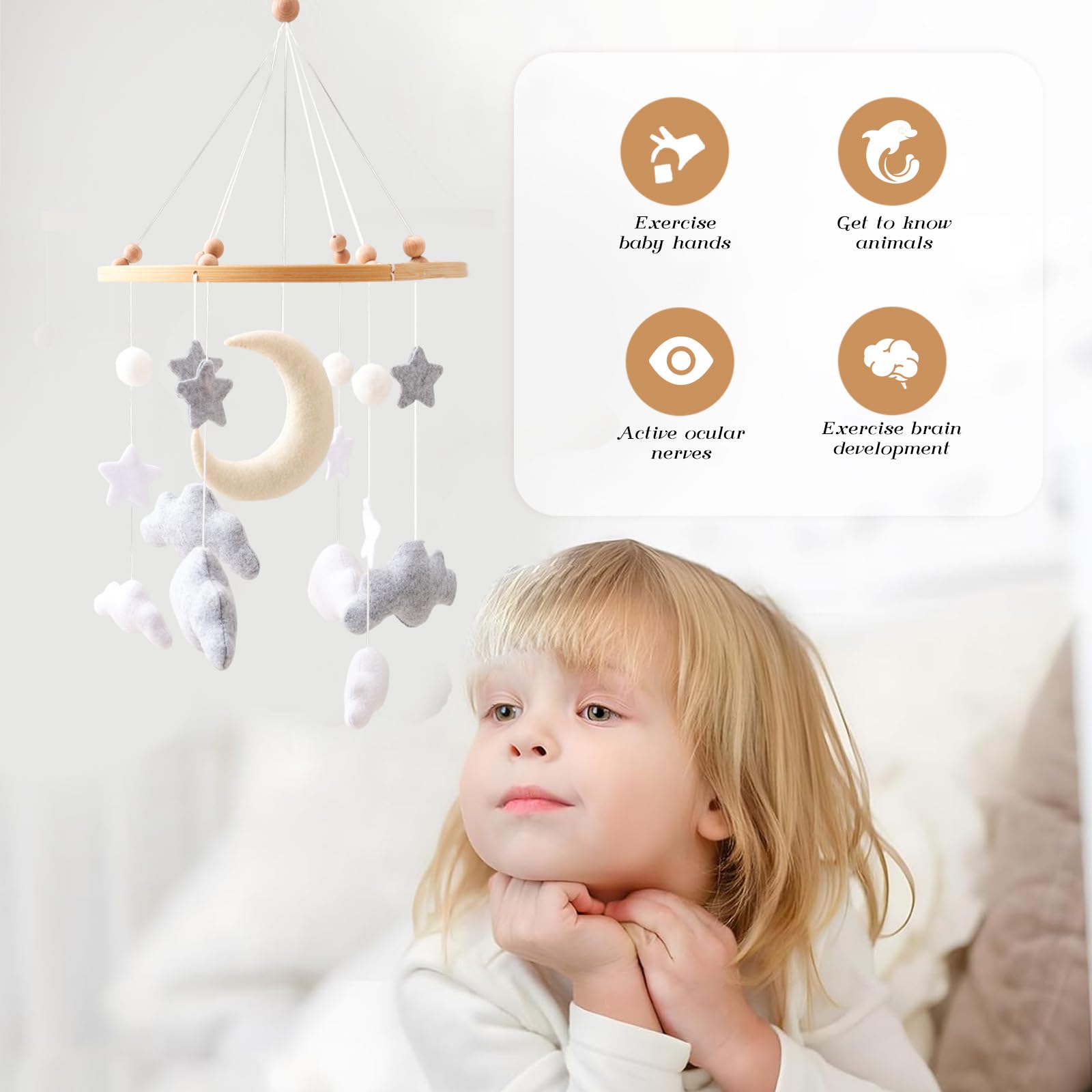 Ceecolia adjustable nursery mobile cord enables flexible height for cribs.