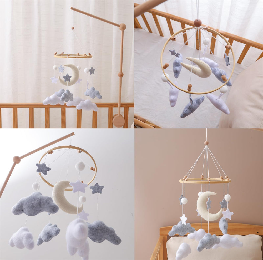 Ceecolia nursery mobile moon side view supports calm sleep cues with celestial design.
