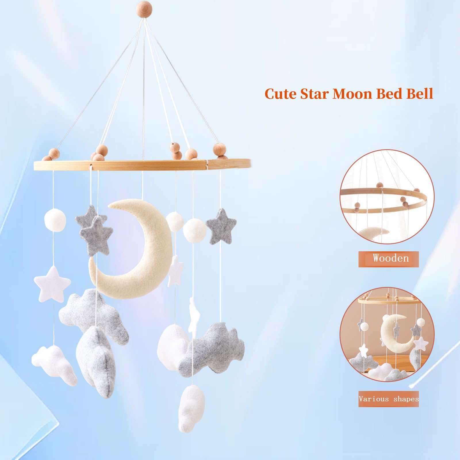 Ceecolia nursery mobile stars twinkle to stimulate tracking and visual exploration.