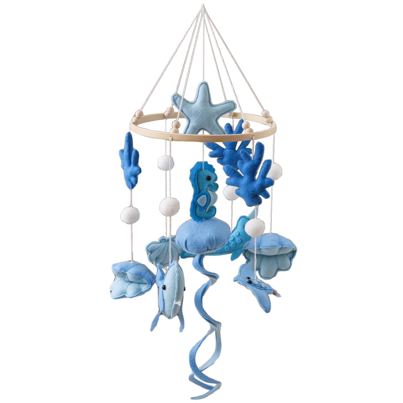 Ceecolia Ocean Blue Jellyfish Crib Mobile—jellyfish shapes for soothing visual tracking in the nursery.