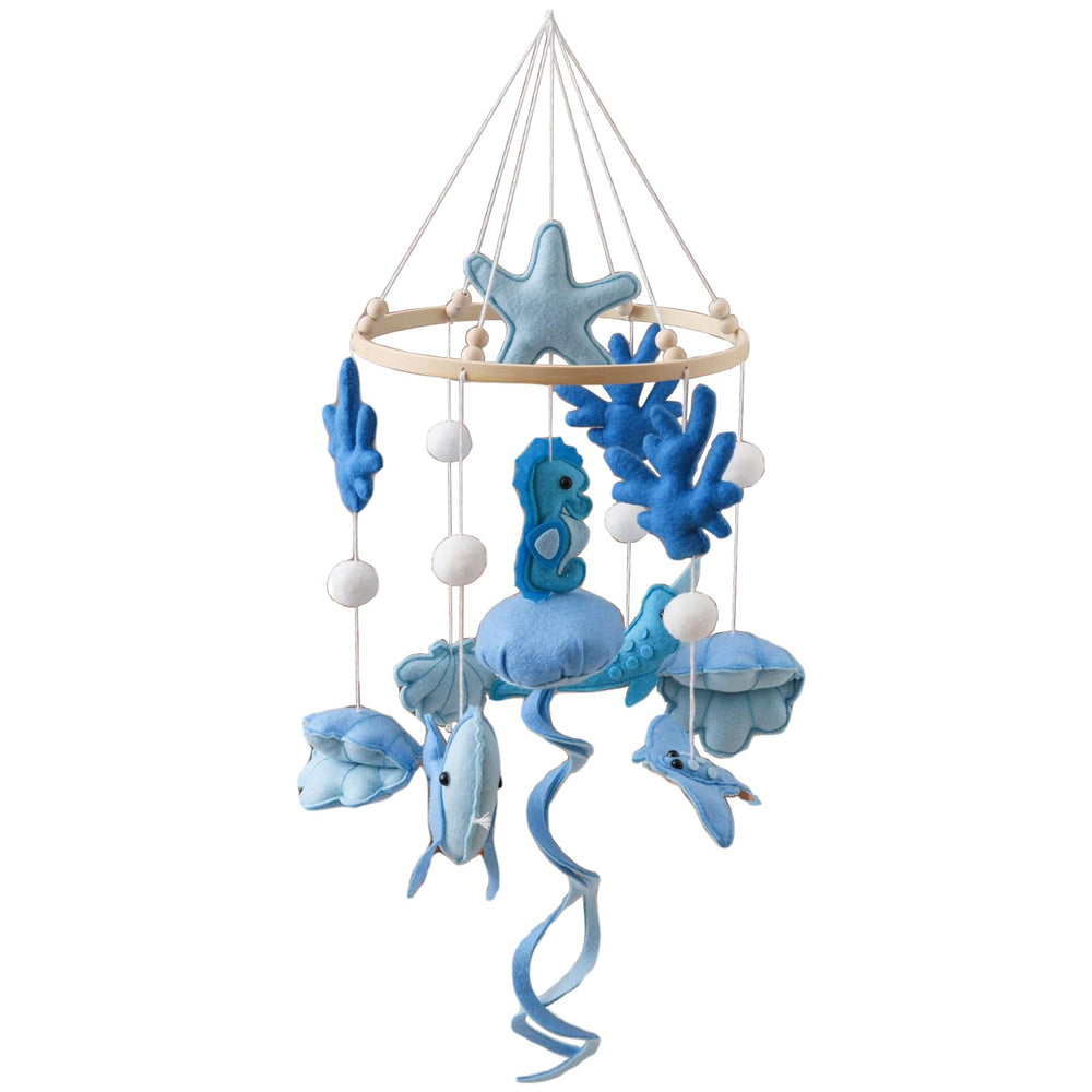 Ceecolia Ocean Blue Jellyfish Crib Mobile—jellyfish shapes for soothing visual tracking in the nursery.