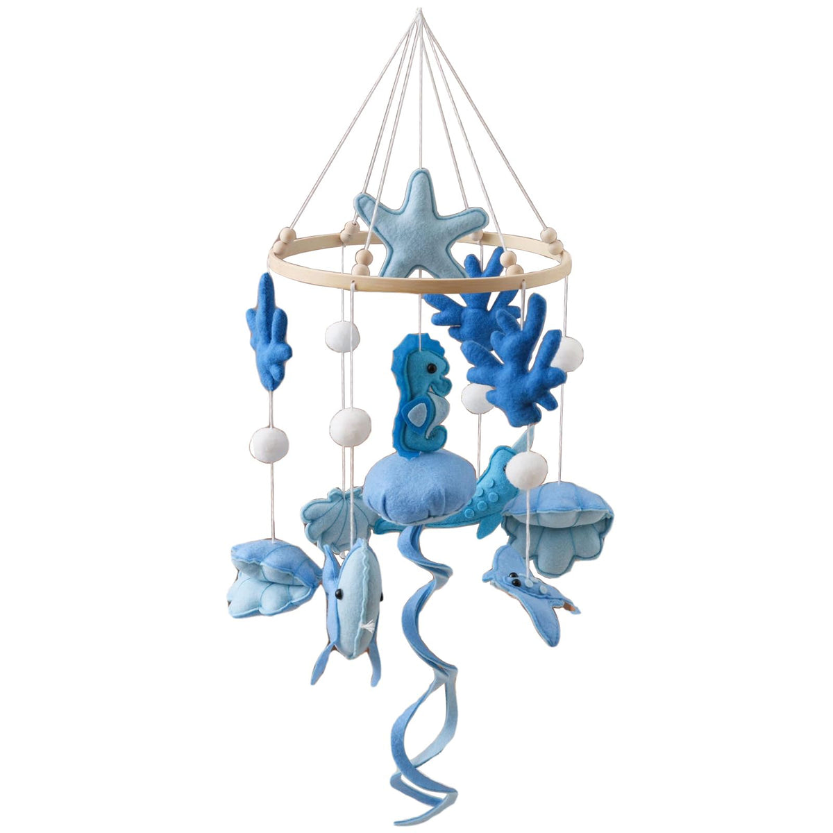 Ceecolia Ocean Blue Jellyfish Crib Mobile—jellyfish shapes for soothing visual tracking in the nursery.