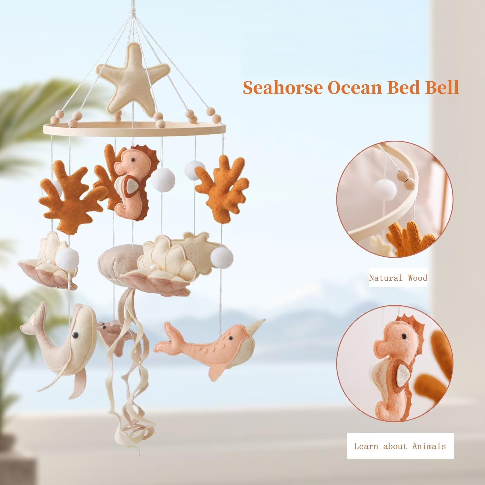 Ceecolia Ocean Life Crib Mobile coral focus enhances colorful stimuli for vision