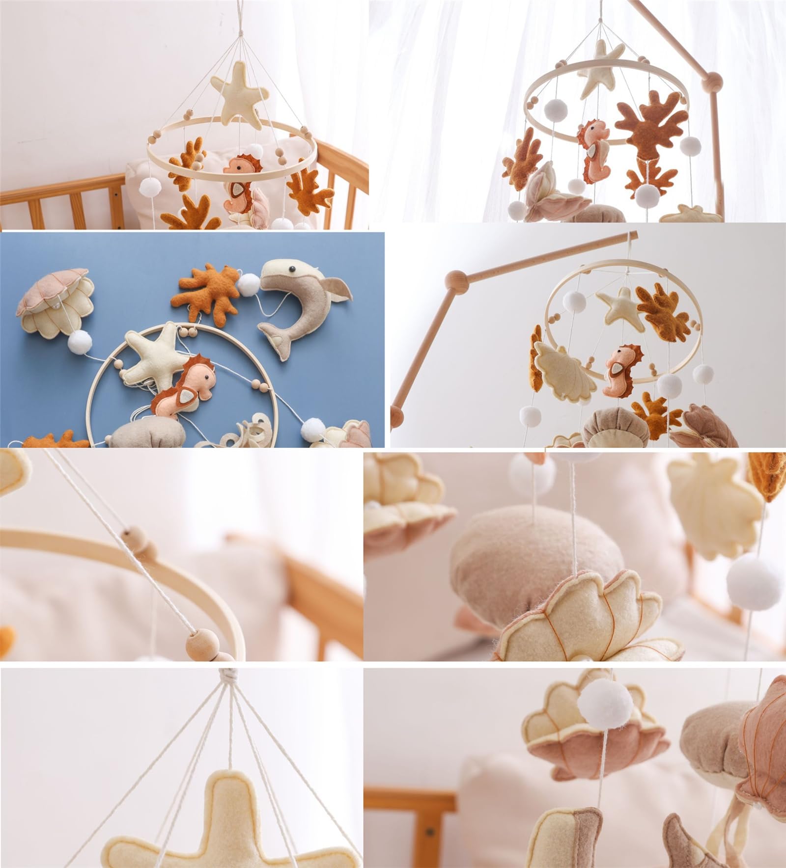 Ceecolia Ocean Life Crib Mobile hand-stitched-details show artisanal quality