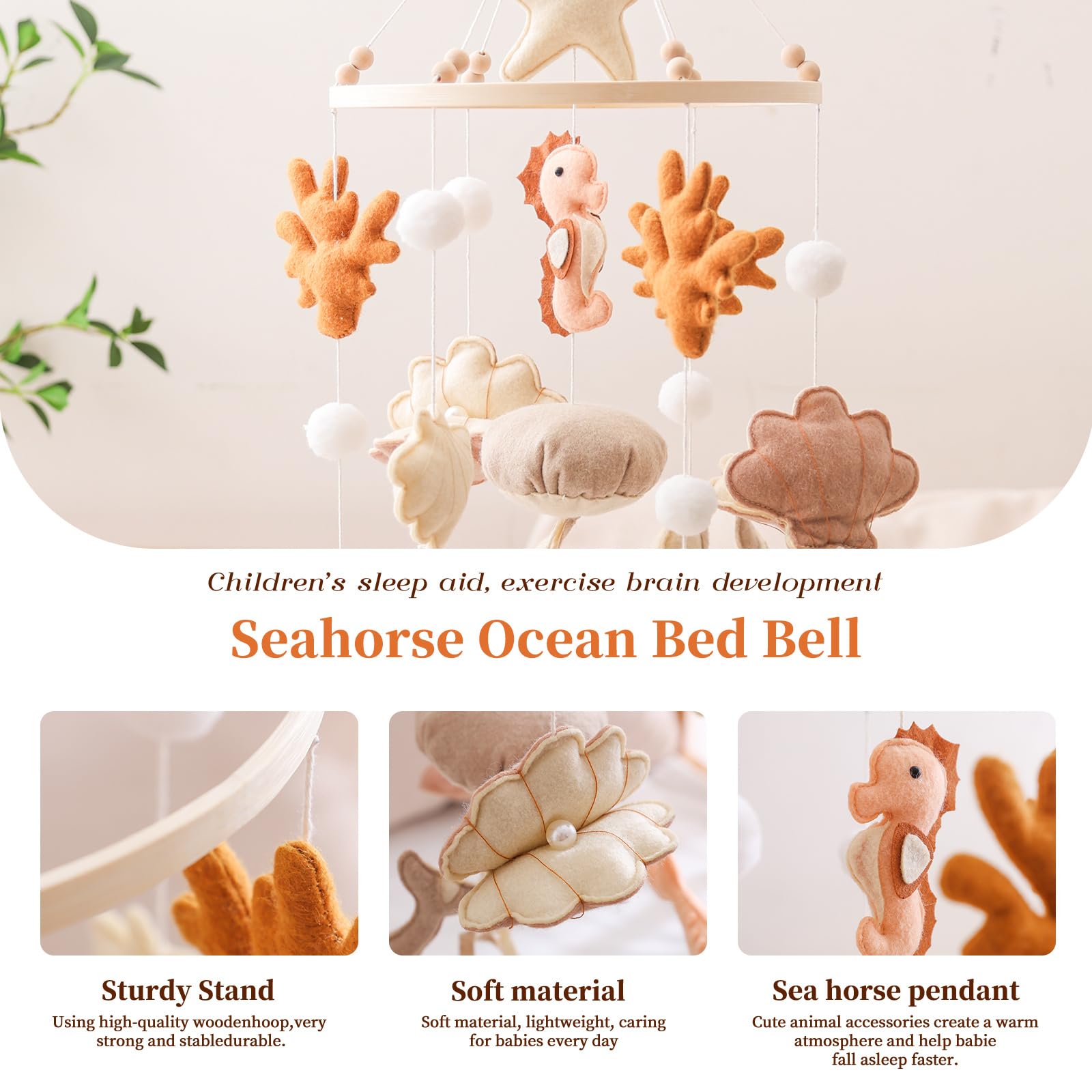 Ceecolia Ocean Life Crib Mobile wooden beads highlight tactile texture during play