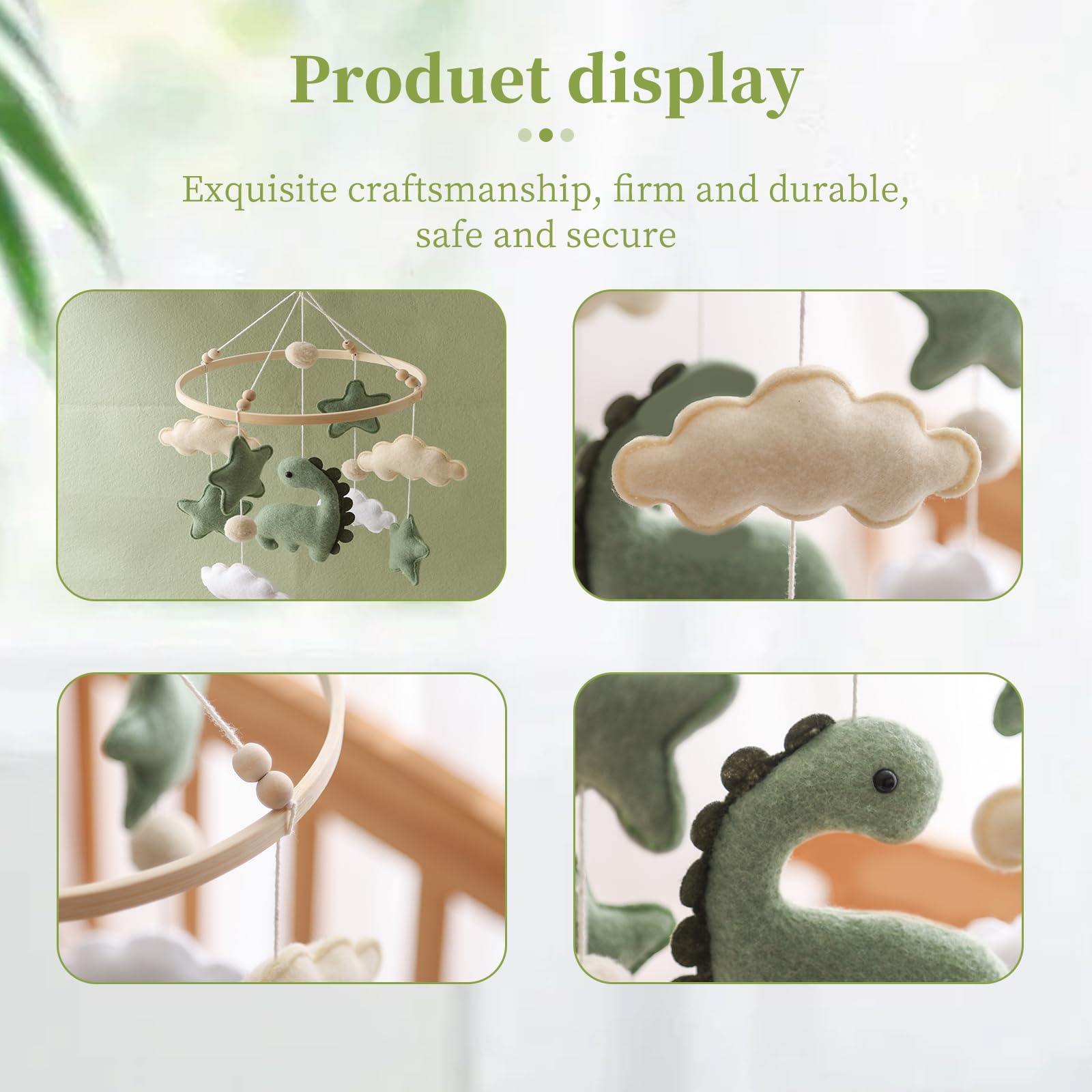 Ceecolia wooden-frame mobile complements nursery decor while encouraging visual focus.