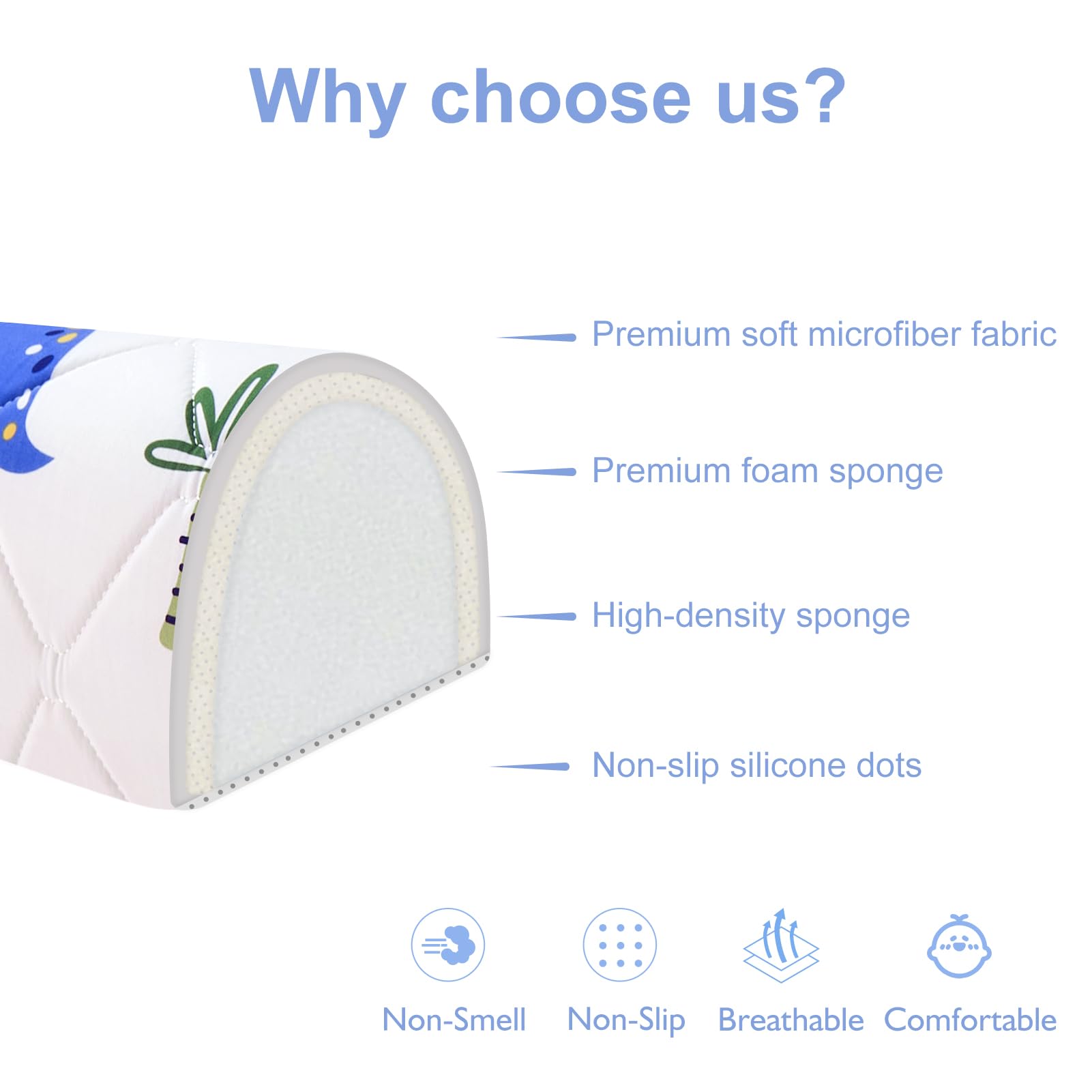 Ceekliybear foam bumper on a queen bed edge shows cushioned, secure barrier for kids.