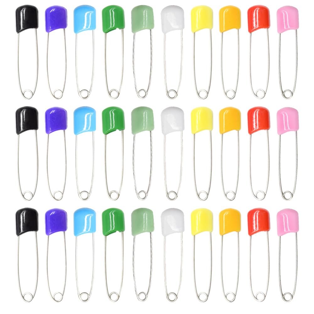 CEEYSEE safety pins with plastic head showing U-groove secure locking for diapers