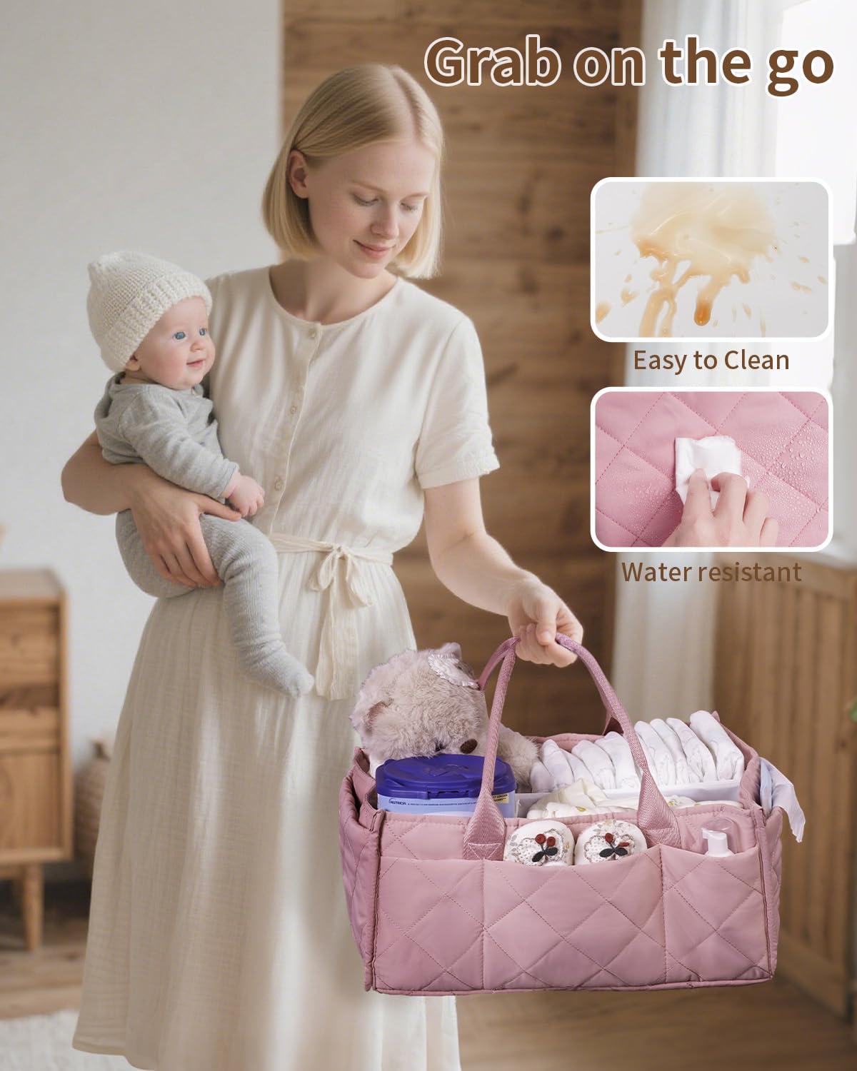 CEI-CEI diaper caddy in nursery setup blending with decor and storage