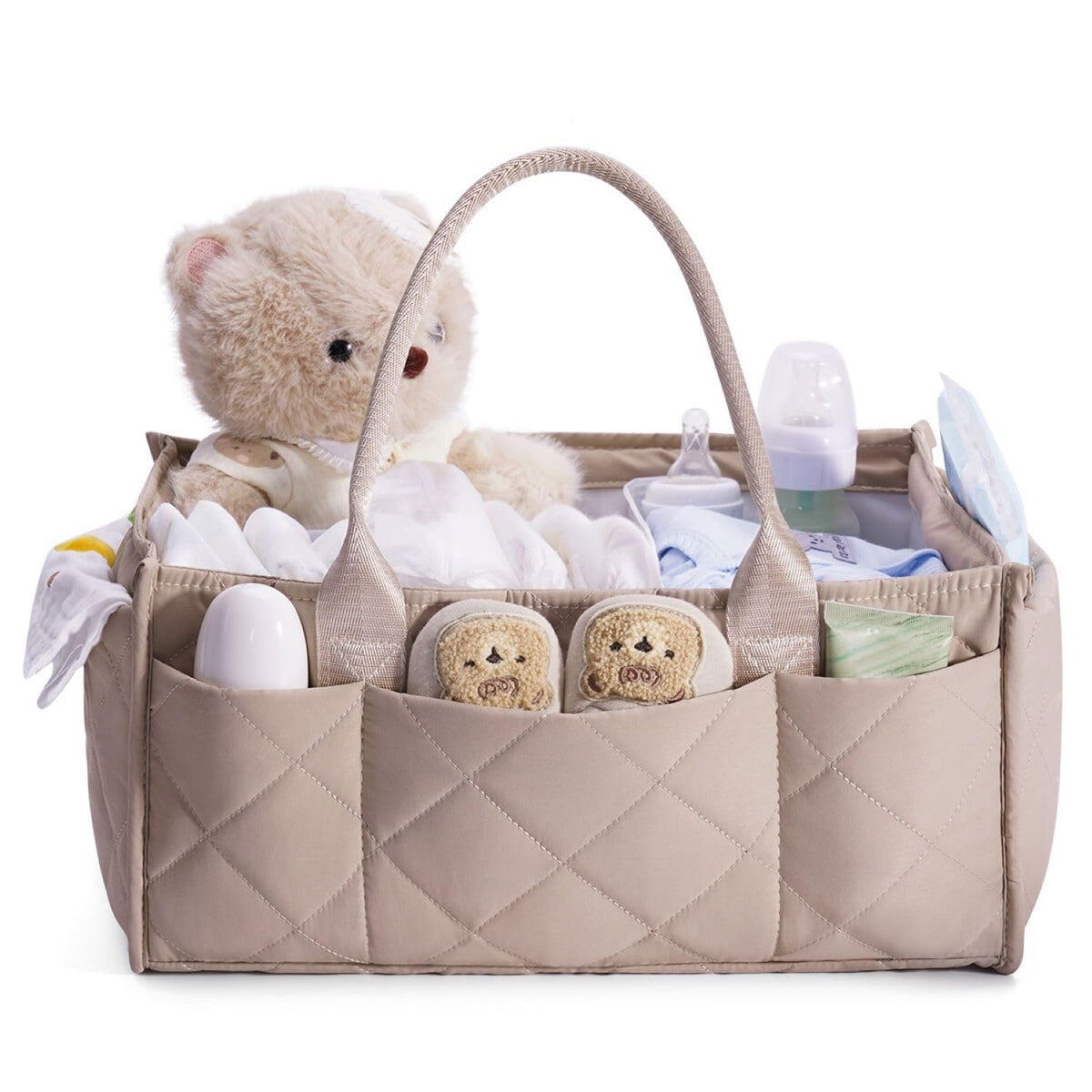 CEI-CEI diaper caddy with handle shows roomy interior for quick diaper changes.