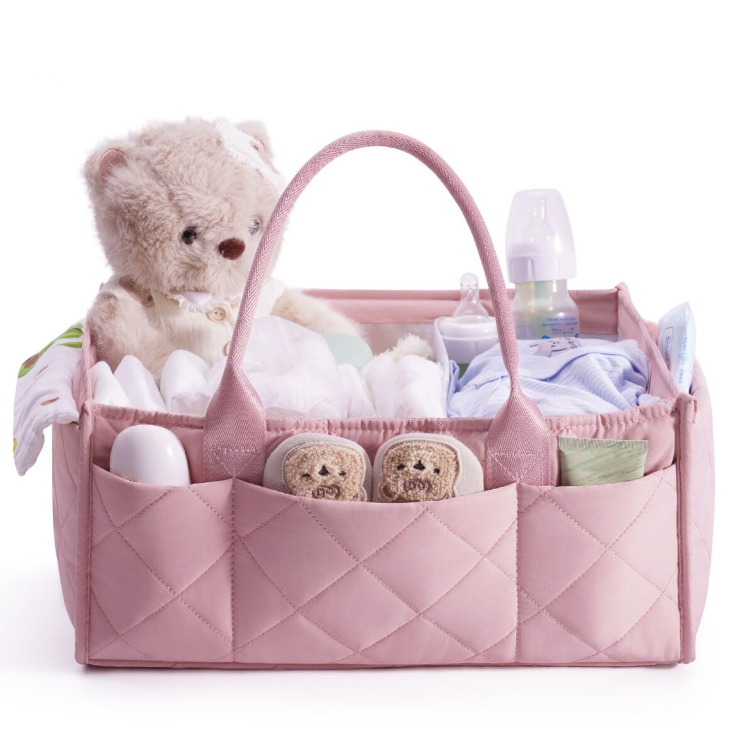 CEI-CEI diaper caddy organizer with handle, front view for easy reach during diaper changes